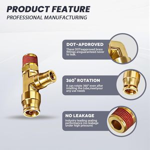 Raccords à compression en laiton C36000 DOT, raccords rapides, <span class=keywords><strong>tuyau</strong></span> de <span class=keywords><strong>frein</strong></span> pneumatique haute pression, <span class=keywords><strong>raccord</strong></span> à compression pour camion et remorque - Product Image 4