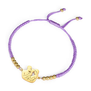 Braccialetto Regolabile in Acciaio Inox con Ciondolo Intrecciato <span class=keywords><strong>per</strong></span> la Stagione Festiva, Grazioso Braccialetto Multicolore Mamma-Bambino-Famiglia, Regalo <span class=keywords><strong>per</strong></span> Donne - Product Image 6