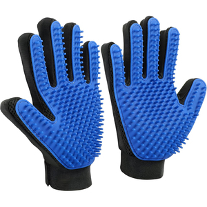 Gants de toilettage pour chiens - Brosse anti-poils rechargeable en silicone bleu écologique avec gant de massage pour la salle de bain - Product Image 1