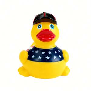 Jouets de bain et de douche pour enfants en gros, jouets aquatiques, petits canards jaunes avec motifs d'étoiles et de drapeaux - Product Image 2