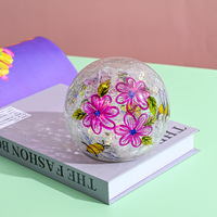 Décoration créative, petite lampe de nuit, guirlande lumineuse LED alimentée par piles, lampe à motif floral peint, forme géométrique, verre