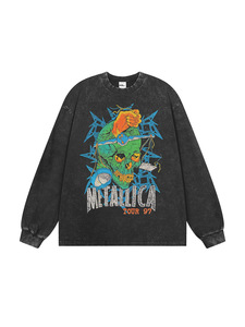 Stile <span class=keywords><strong>Vintage</strong></span> americano 100% cotone <span class=keywords><strong>Rock</strong></span> Band <span class=keywords><strong>t</strong></span>-<span class=keywords><strong>shirt</strong></span> pesante lavato manica corta oversize modello solido lavorato a maglia 280 grammi - Product Image 4