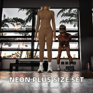 Vêtement de sport pour femme, ensemble complet de vêtements de sport pour femme, respirant, logo frontal solide, taille plus, néon - Product Image 2