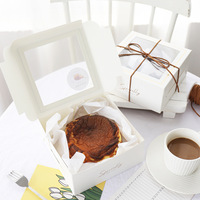 Boîte à gâteau pliable écologique biodégradable avec fenêtre, logo personnalisé imprimé, carton blanc, laminage mat, impression quadricolore