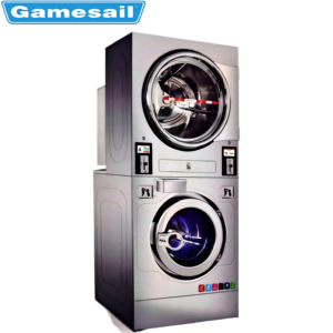 Laveuse-essoreuse et sécheuse commerciales superposées pour blanchisserie industrielle, capacité de lavage 17 kg et 27 kg - Product Image 2