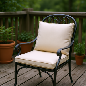 Coussins de chaise d'extérieur en tissu Oxford crème, lot de 2, rectangulaires, résistants à l'eau, amovibles et lavables, 100% fibre de polyester - Product Image 2