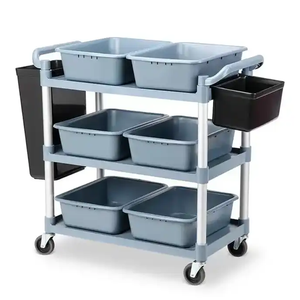 Carrito de Servicio de 3 Niveles de Plástico para Hotel, Restaurante y Catering, con Ruedas, Negro/Gris, Garantía de 3 Meses, Directo de Fábrica - Product Image 6