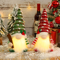 Figurine de Noël transfrontalière Rudolph de 30 cm, ornements lumineux scintillants, elfe sans visage en polyester, style campagnard américain