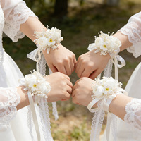 Bracelet de corsage floral en soie artificielle fait main, style européen et américain, pour demoiselle d'honneur, mariage et photographie en extérieur