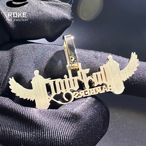 Pendentif en or 9-18 carats avec lettres en diamant et motifs en spirale, pendentif <span class=keywords><strong>de</strong></span> luxe pour homme, chaîne en corde, accessoire cadeau décoratif - Product Image 5
