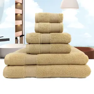 Custom logo Quick drying cotton 6-piece combed cotton bath towel Set Soft touch hand-printed luxury bath towel set