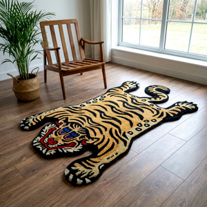 Tapis personnalisé en forme de tigre, tufté à la main, en laine et acrylique, doux et moelleux, imprimé animal, antidérapant, revêtement de sol, fournisseur exportateur - Product Image 1