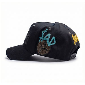 Casquettes de baseball de luxe brodées en 3D, structurées à 5 panneaux, avec logo brodé et motif trou, <span class=keywords><strong>Sad</strong></span> Boyz 31, pour l'extérieur, vente en gros - Product Image 3