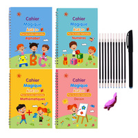 Juguete educativo para niños, dibujo de caligrafía, escritura a mano, libro de práctica de letras del alfabeto francés, cuadernos mágicos hundidos con bolígrafo