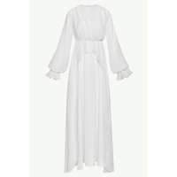 Abaya Open Side Pockets Locker sitzende boden lange geprägte Baumwolle Leinen Chiffon gewebte Druck muster Kleid Fashion Style Kleid