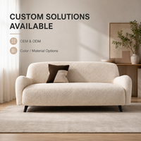 Canapé Bouclé Courbé Confortable avec Accoudoirs Rembourrés Intégrés, Revêtement Texturé Doux, Pieds Coniques Noirs – Idéal pour un Salon Minimaliste et Chaleureux