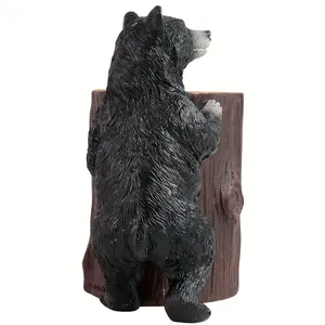 Portalápices de Resina con Forma de Tronco de Árbol y Oso Negro, Decoración Única para Oficina y Hogar, Estilo Cabaña, Figura de Vida Silvestre, Regalo de Acción de Gracias - Product Image 4