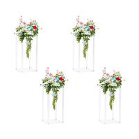 Support à fleurs en acrylique SSJ 15,75 po (40,0 cm) avec guirlande lumineuse LED, centre de table géométrique pour mariage, décoration de table pour réception de fête