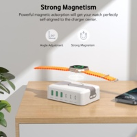 Chargeur GaN HNT 125W 3A3C 6 ports, station de charge rapide sans fil pour Apple Watch, iPhone, charge rapide 60W 5 ports