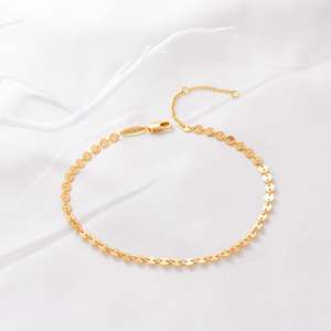 स्वादिष्ट गहने 14k सोने की प्लेटेड साधारण ग्रीष्मकालीन समुद्र तट सुंदर छोटी डिस्क श्रृंखला के कंगन - Product Image 3