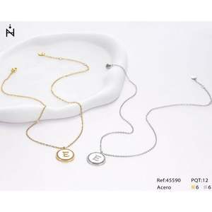 Collana con ciondolo a forma di lettera Z in oro, argento e acciaio inossidabile, gioiello minimalista per donna, collane alla moda. - Product Image 1
