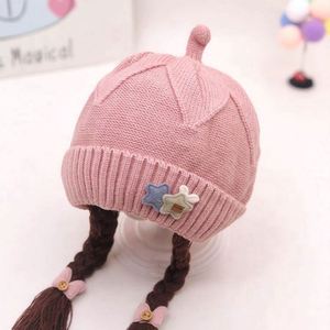 Girl Lovely Princess Christmas Autumn Winter Warm Baby <b>Ear</b> <b>Protector</b> Acrylic Super Cute Wig Knitted Hat Common - Product Image 3