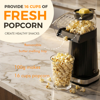 PC-1019 1040W 15.3x20.8x28.9cm Pembuat Popcorn Udara Panas dengan Ruang Transparan
