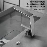 Robinet de lavabo cascade noir en laiton pour salle de bain, mitigeur eau chaude et froide