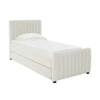 Lit d'enfant en velours capitonné, adorable, avec lit gigogne, beige, vente chaude