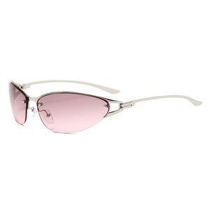 Lunettes de soleil œil de chat demi-cerclées vintage Y2K pour femmes, monture métallique légère, protection UV400, durables, confortables, style urbain tendance - Product Image 3