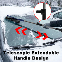 Grattoir à glace en aluminium avec poignée télescopique et poils en PP pour le déneigement des pare-brise de voiture