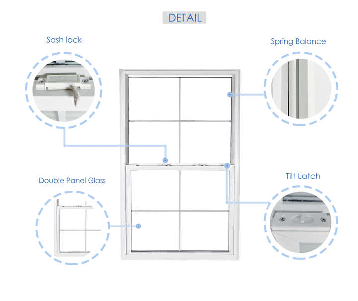 Low-e Glass 36 X 72 Double Hung Windows - Durable & Efficient