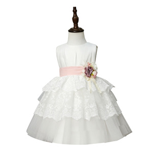 Nuovo Design Abiti da Damigella <span class=keywords><strong>Bianchi</strong></span> Senza Maniche per Bambine con Decorazioni in Pizzo e Applicazioni Floreali - Product Image 6