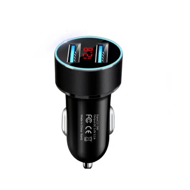 3.1A Car Charger 2 Ports USB Quick Charge 3.0 Output Power Voltage LCD Display 15W Mini USB Auto Lader for Multiple Devices