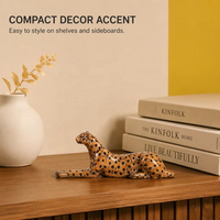 Figurines de léopard couché en céramique marron pour la décoration de la maison et les cadeaux