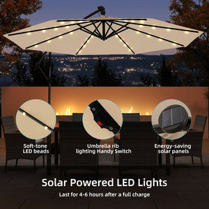 Parasol de patio à bras articulé à énergie solaire de haute qualité commercial de 10 pieds avec inclinaison réglable Parasol de jardin - Product Image 2