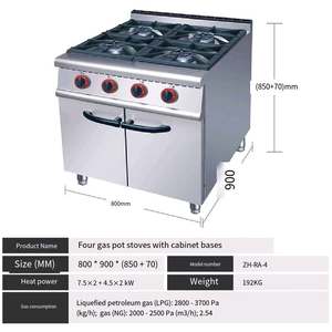 Estufa de Gas Comercial de Acero Inoxidable XY <span class=keywords><strong>para</strong></span> Cocina de Restaurante, Estufa Industrial - Product Image 3
