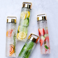 Bouteille d'Eau en Verre Réutilisable de 710 ml avec Infuseur à Fruits et à Thé pour Détox