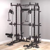 Machine Smith Tout-en-un Multifonctionnelle Commerciale et Domestique, Appareil d'entraînement Fonctionnel, Crossover de Câbles