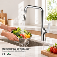 Robinet de cuisine extractible en alliage de zinc, à montage sur plan, rotatif à 360 degrés, cartouche en céramique, levier unique, finition chromée