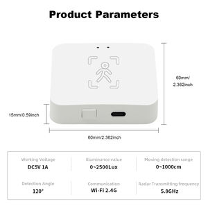 <span class=keywords><strong>Sensor</strong></span> de Presença Humana Radar de Onda Milimétrica 5.8G Barato, Detector de Movimento Inteligente com <span class=keywords><strong>Sensor</strong></span> de Luz e Função de Respiração - Product Image 3