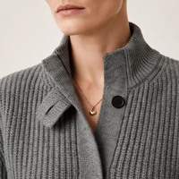 Cardigan en tricot épais pour femme, col montant côtelé, ceinturé, avec poches, chaud, automne, personnalisé OEM