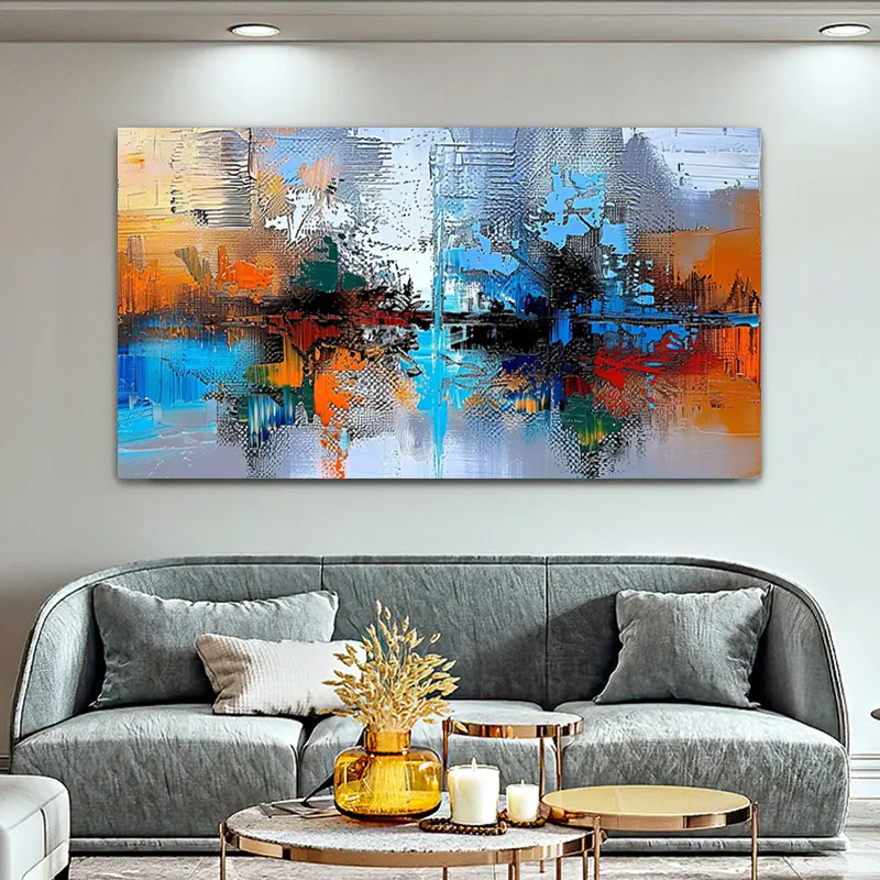 Pintura a óleo abstrata pintada à mão em tela, arte moderna para paredes e decoração de casa, pintura acrílica artesanal em tamanho grande