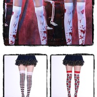 Bas de jambe festifs d'Halloween pour infirmière, imbibés de sang, pour fête et cosplay, accessoires de costume, en polyester, Chine