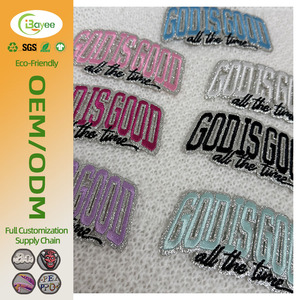 Patchs brodés de lettres haute densité à points de précision, avec bordure argentée scintillante, pour sweats à capuche et sacs - Product Image 1