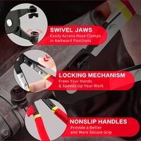 Jeu de pinces à collier de serrage à long manche OEM Rouge Bleu 9+1 pièces, outil flexible pour sangles plates 11/16-2-1/2 pouces, outils manuels automobiles robustes de haute qualité