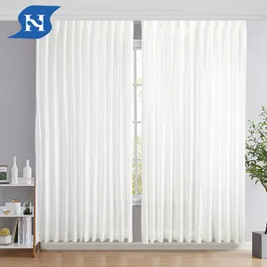 Factory wholesale W140*H240 white circular line pattern sheer curtains for the living room