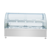 Doppelschichtige Elektrische Bain-Marie-Vitrine mit Gebogenem Glas Edelstahl-Speisenwärmer für Restaurant-Buffet