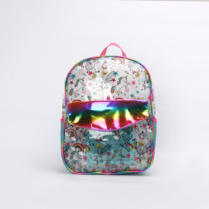 Sac à dos transparent vintage pour enfants avec sangle turquoise en PVC, idéal pour l'école, la <span class=keywords><strong>maternelle</strong></span>, les voyages et le quotidien des filles - Product Image 1