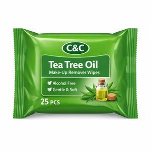 Lingettes nettoyantes douces pour la peau à l'huile d'arbre à thé, démaquillant, lingettes nettoyantes pour le visage - Product Image 1